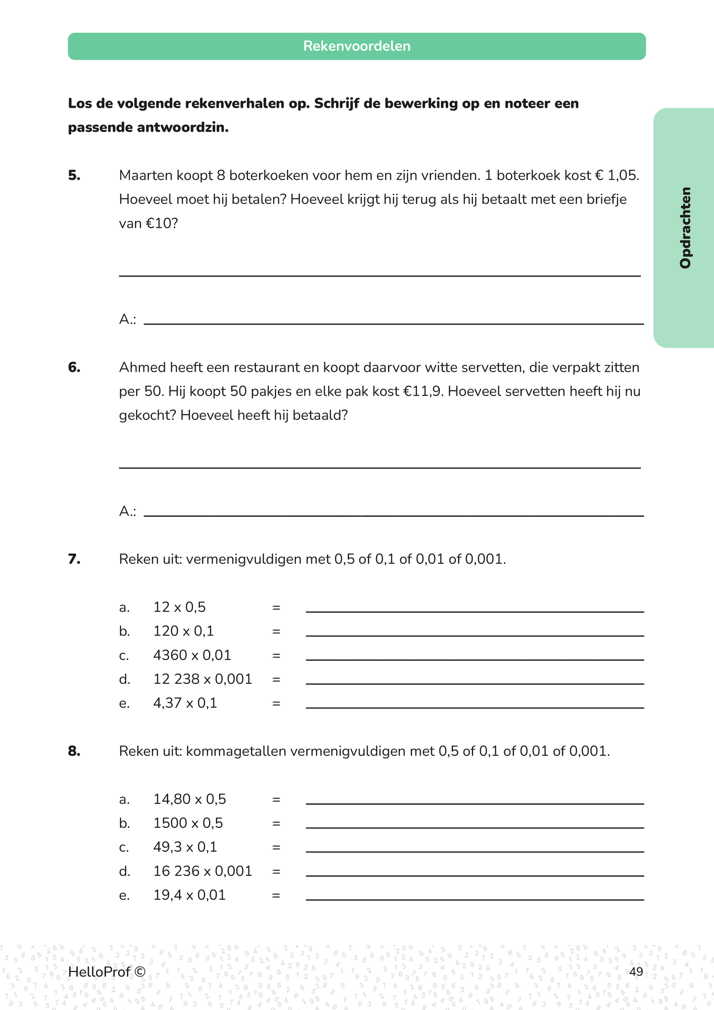 Bewerkingen zesde leerjaar